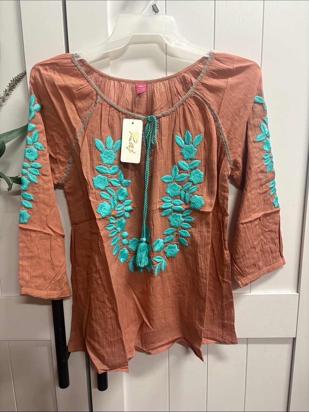 Raj Norah Top with Turquoise Embroidery